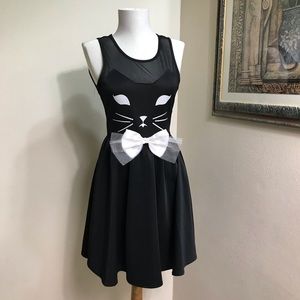 Reverse Kitty Skater Black Dress Size S